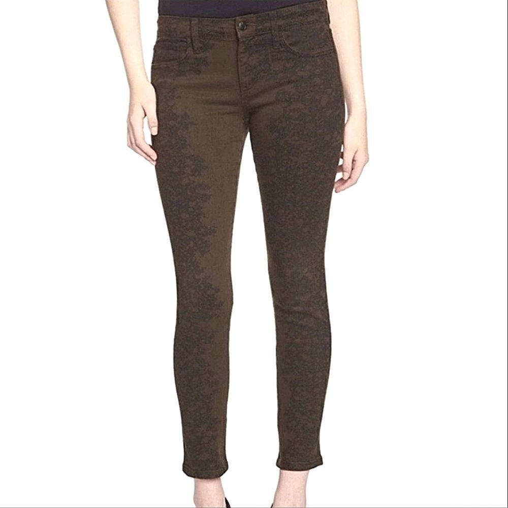 Joe's Jeans Women's Olive Green Floral Skinny Ankle Jeans